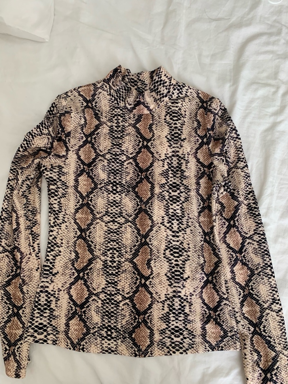 Snake Print Long Sleeve Mock Neck Top